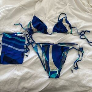 Emilio PUCCI Blue and White Two Piece Swim Bikini Set